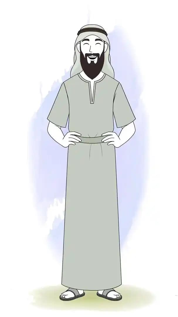 Arabic sheikh laughing pose animated vector cartoon character AKA Anwar