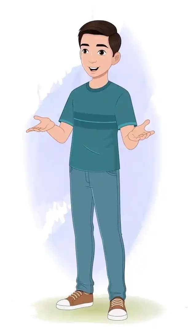 Boy talking one third pose animated vector cartoon character AKA Anil