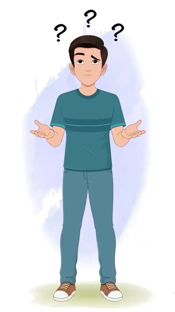 Boy confused pose animated vector cartoon character AKA Anil