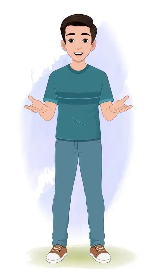 Indian adult boy talking pose animated vector cartoon character AKA Anil