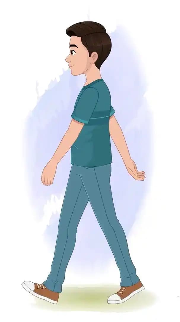 Indian young boy side walking pose animated vector cartoon character AKA Anil