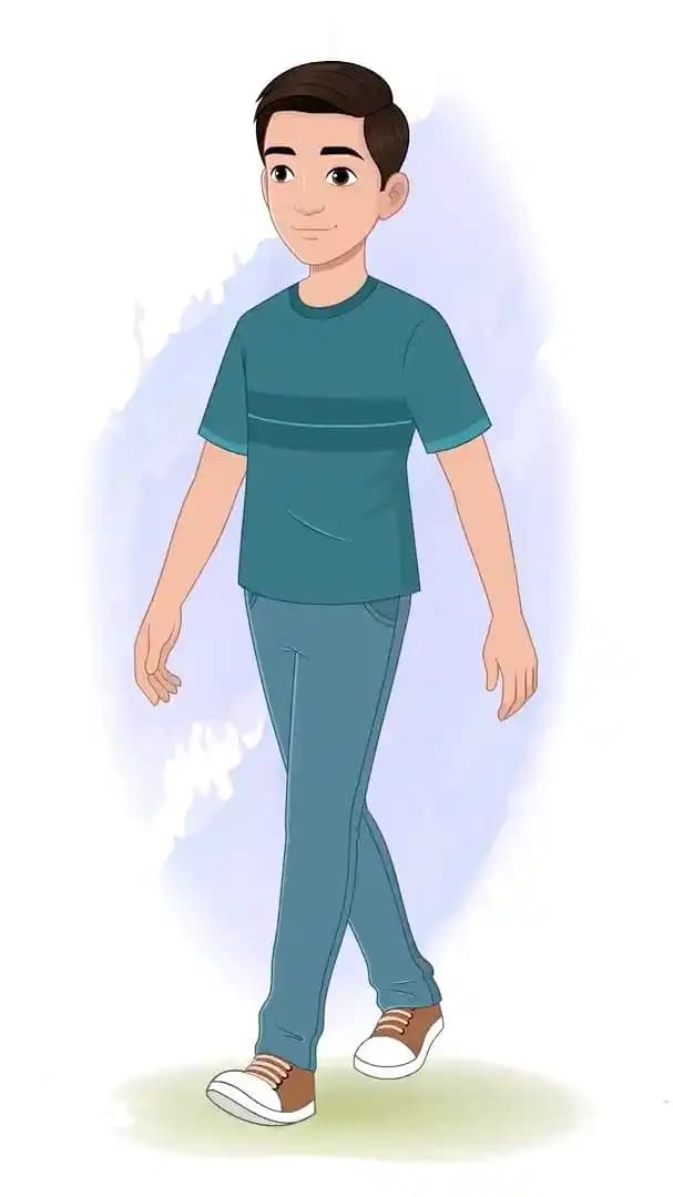 Boy in casual wear walking animated vector cartoon character AKA Anil