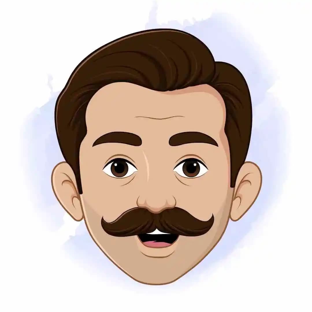 Indian man multiple animated face expression animated vector cartoon character AKA Devi Lal