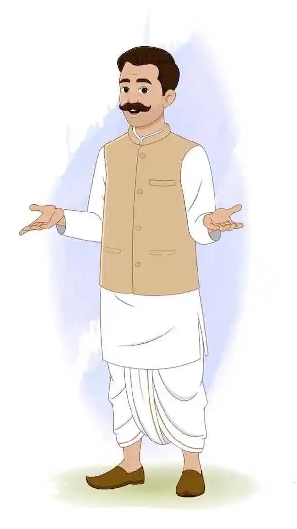 Indian Traditional Man Talking & Explaining animated vector cartoon character AKA Devi Lal