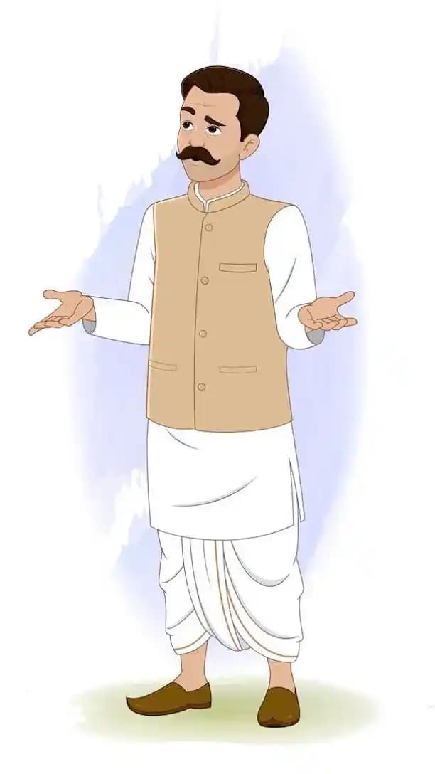 Confused Indian Man animated vector cartoon character AKA Devi Lal