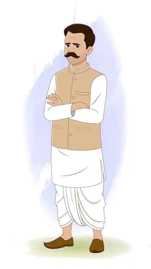 Annoyed Indian old man animated vector cartoon character AKA Devi Lal