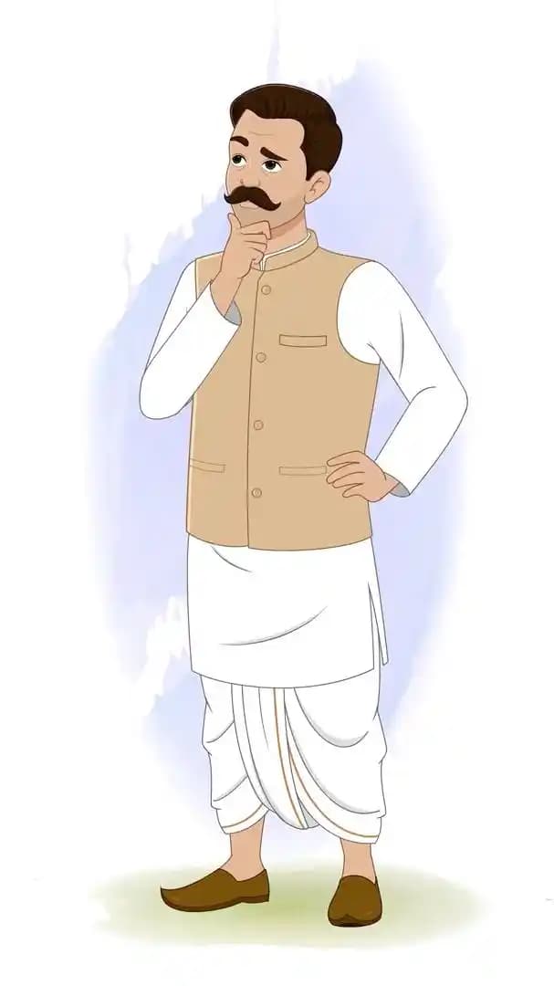 Village man thinking animated vector cartoon character AKA Devi Lal
