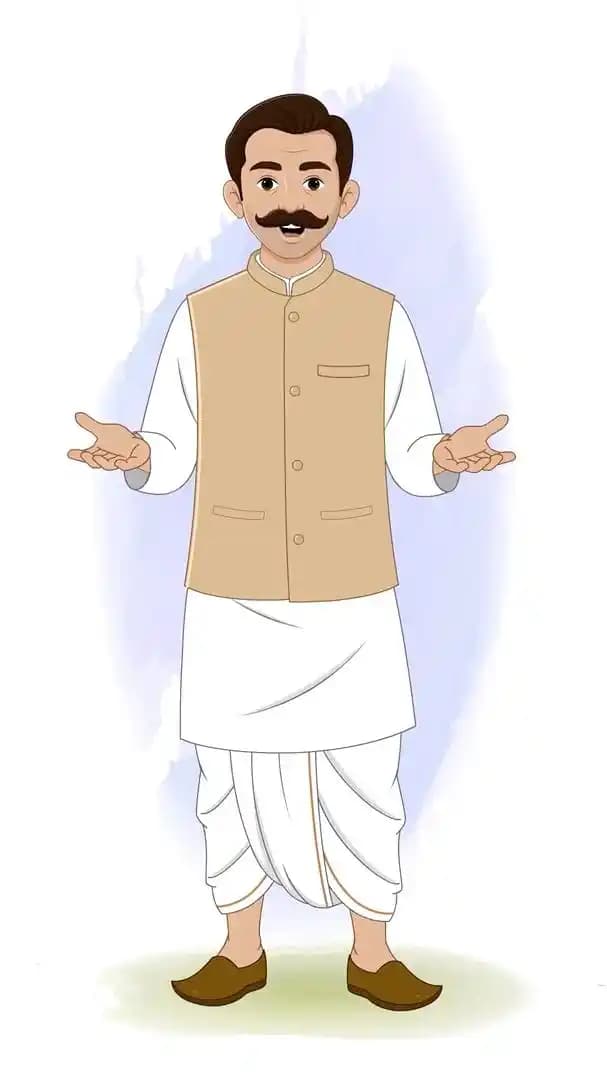 Tamil man talking animated vector cartoon character AKA Devi Lal