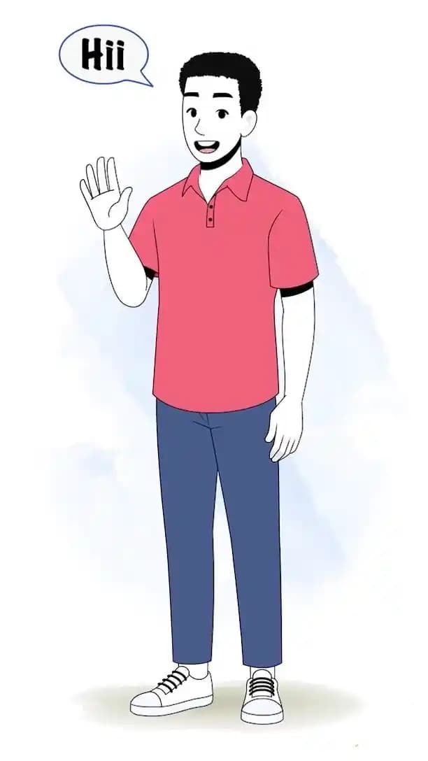 Handsome male character saying hi animated vector cartoon character AKA Mateo