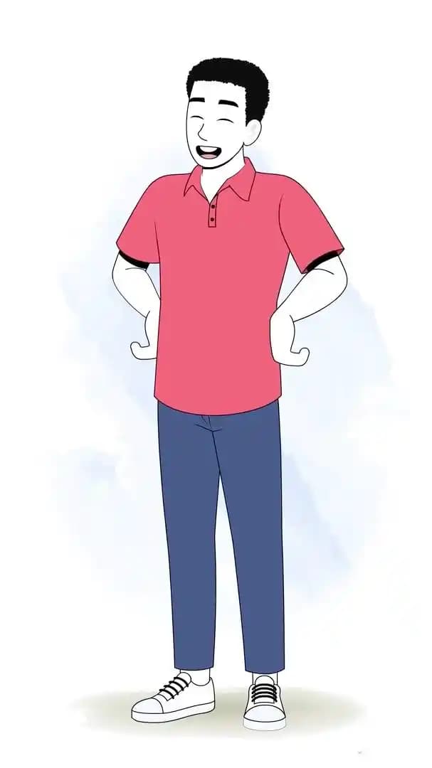 College boy laughing animated vector cartoon character AKA Mateo