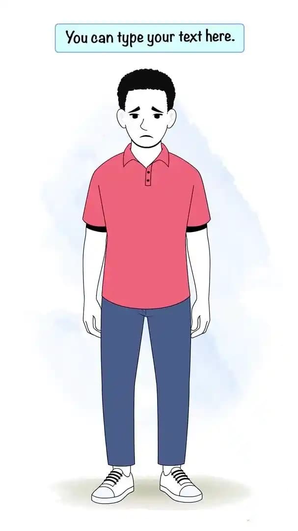 Smart boy feeling sad animated vector cartoon character AKA Mateo