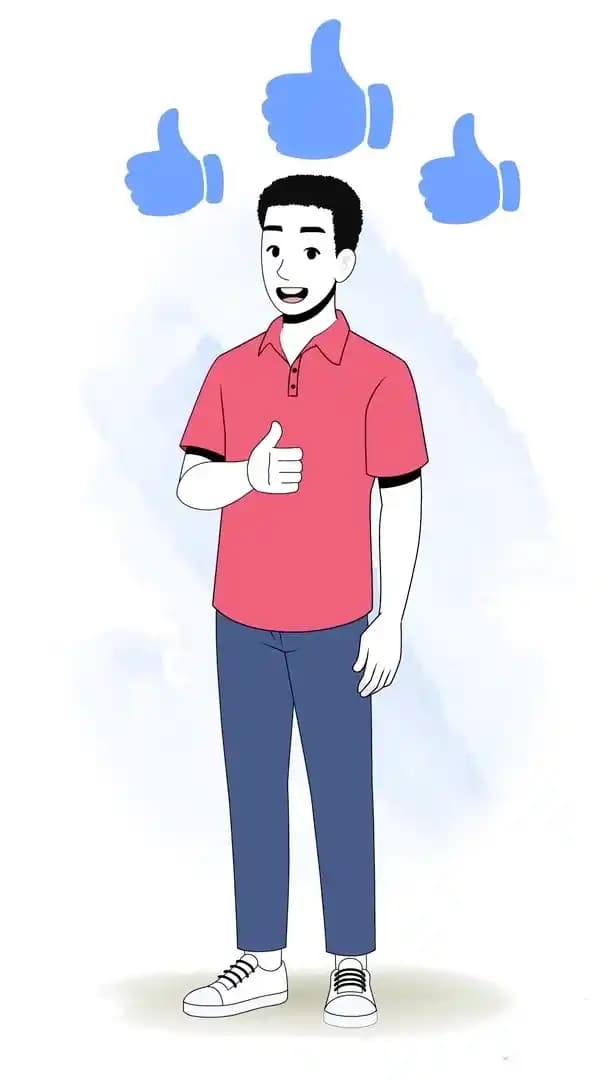 Young boy thumbs up pose animated vector cartoon character AKA Mateo