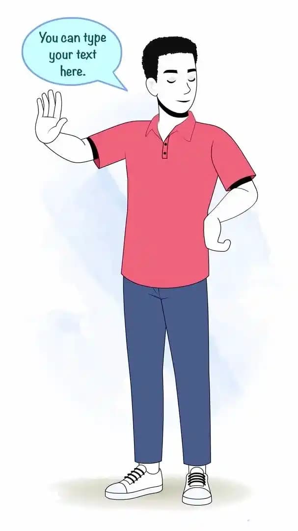 College boy saying no animated vector cartoon character AKA Mateo