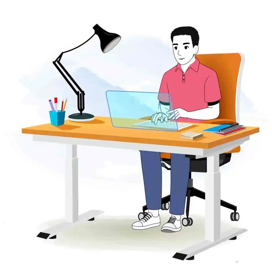 Office man working on computer animated vector cartoon character AKA Mateo