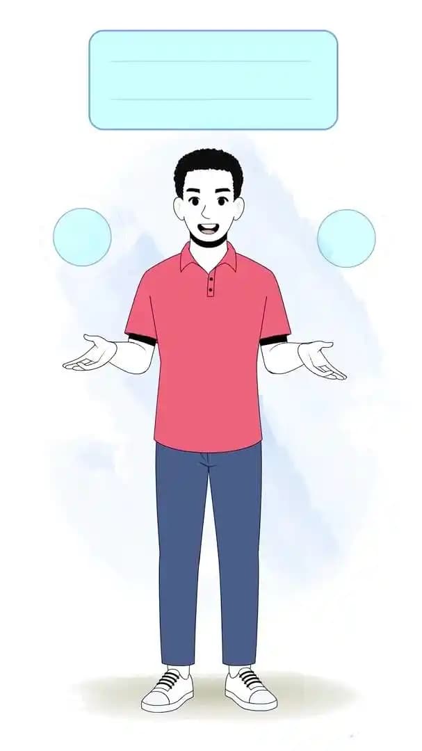 Young man talking pose animated vector cartoon character AKA Mateo