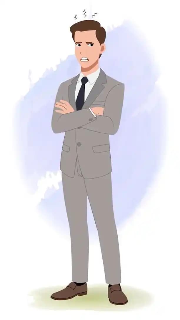 Annoyed office man wearing formal clothes animated vector cartoon character AKA James