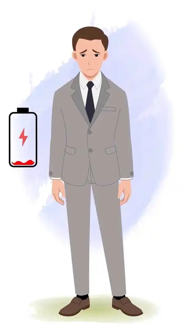 Office man feeling sad animated vector cartoon character AKA James