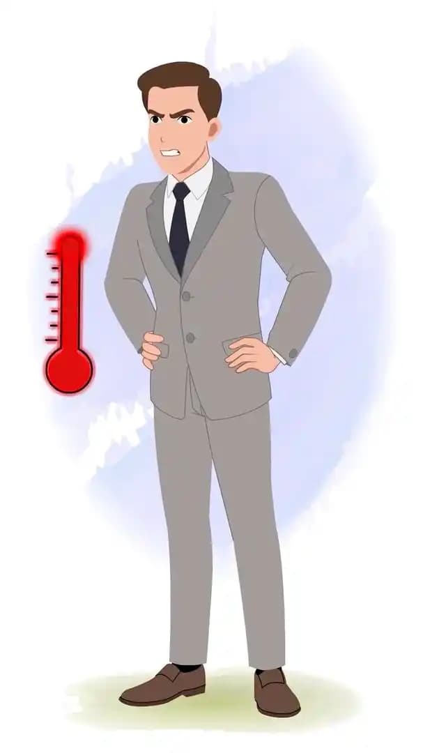 Young angry businessman animated vector cartoon character AKA James