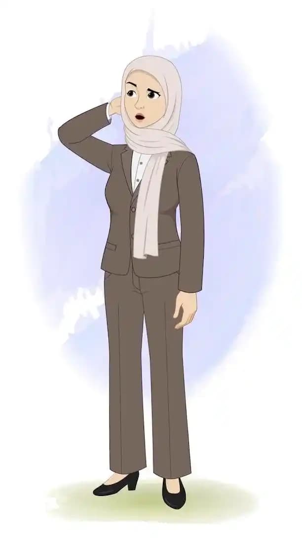 Confused Arab office girl animated vector cartoon character AKA Iqra