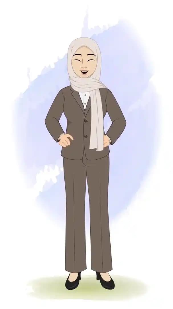 Office girl laughing pose animated vector cartoon character AKA Iqra
