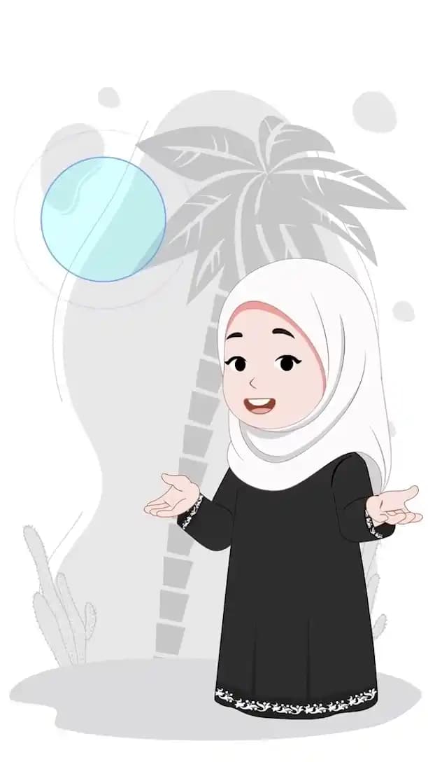 Female muslim explaining pose animated vector cartoon character AKA Mahnoor