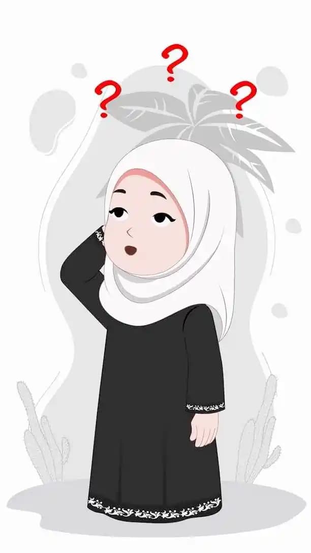 Confuse hijab girl animated vector cartoon character AKA Mahnoor