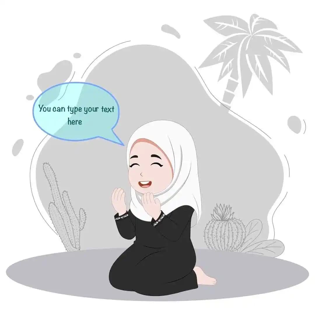 Hijab girl doing prayer animated vector cartoon character AKA Mahnoor