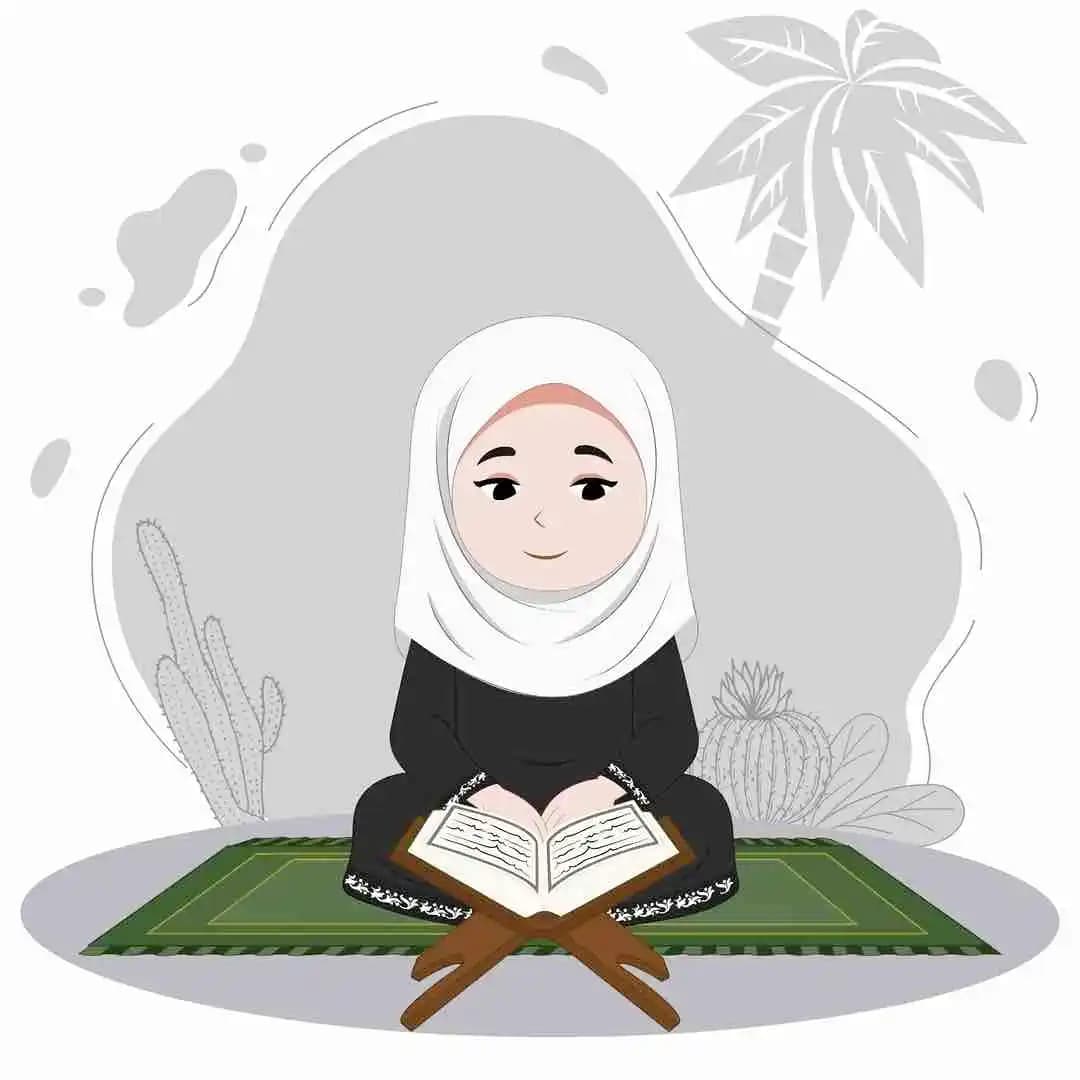 Cute muslim kid reading quran animated vector cartoon character AKA Mahnoor