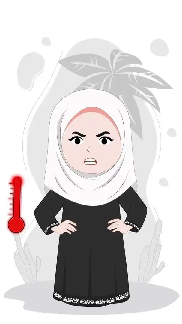 Saudi little girl angry pose animated vector cartoon character AKA Mahnoor