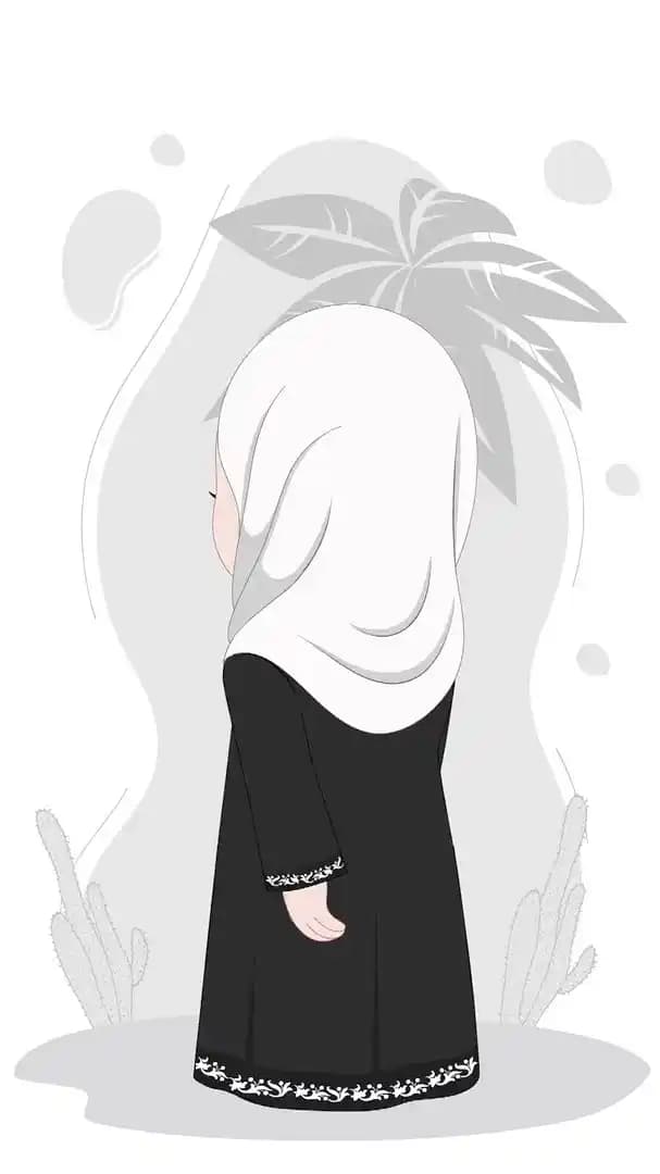 Islamic girl back third view walking animated vector cartoon character AKA Mahnoor