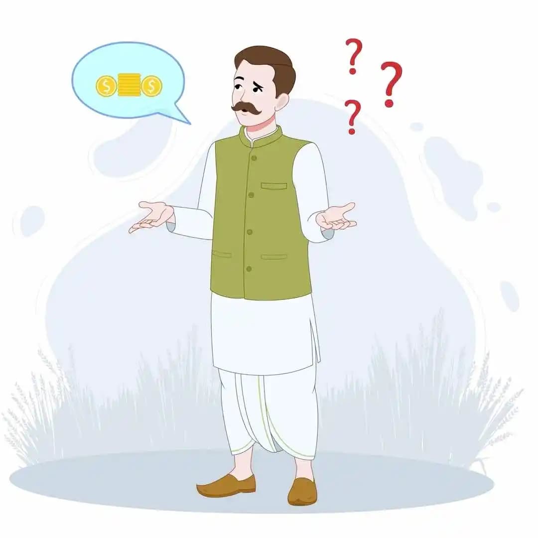 Confused Indian man facing a problem situation animated vector cartoon character AKA Sundar Paal