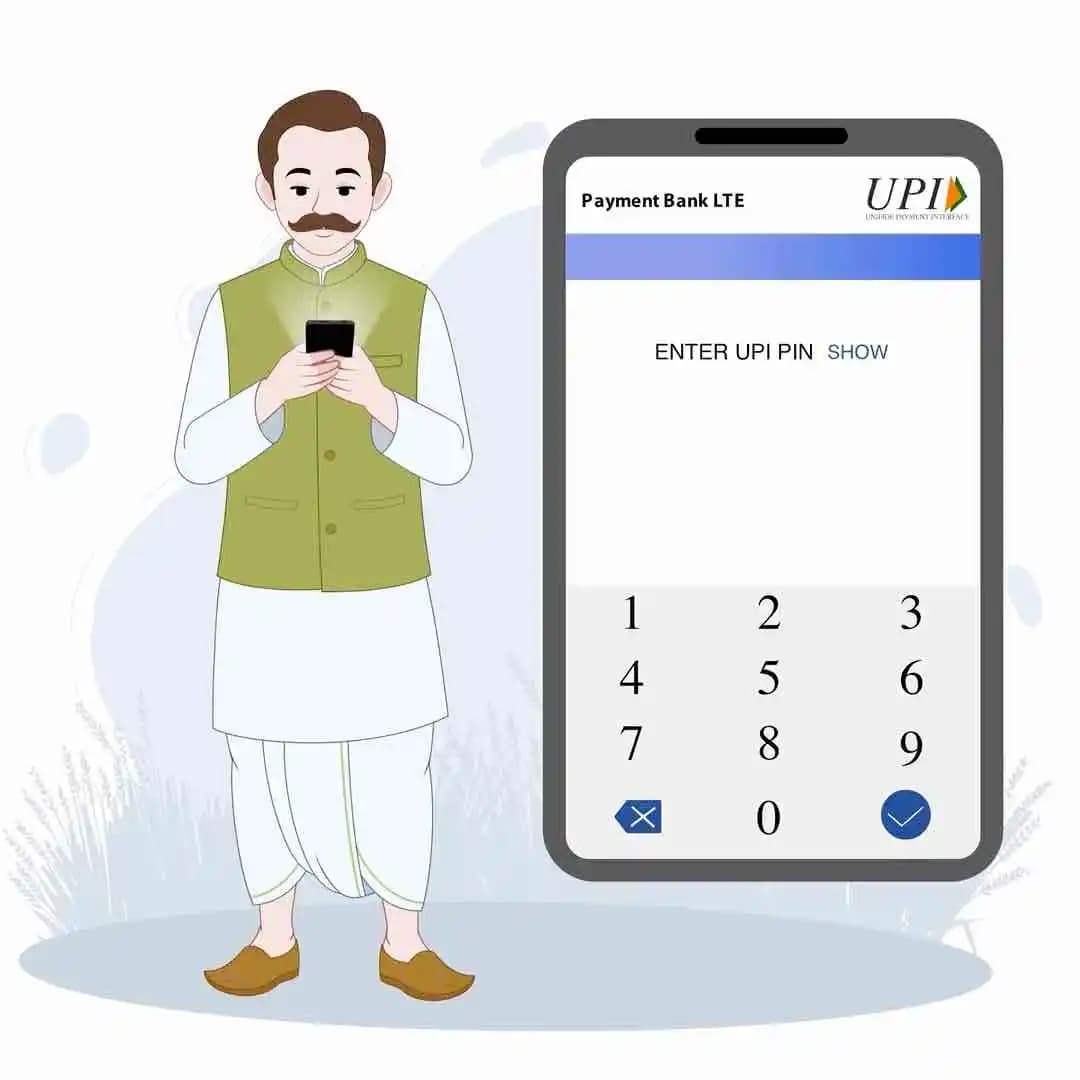 Indian village man using digital payment method animated vector cartoon character AKA Sundar Paal