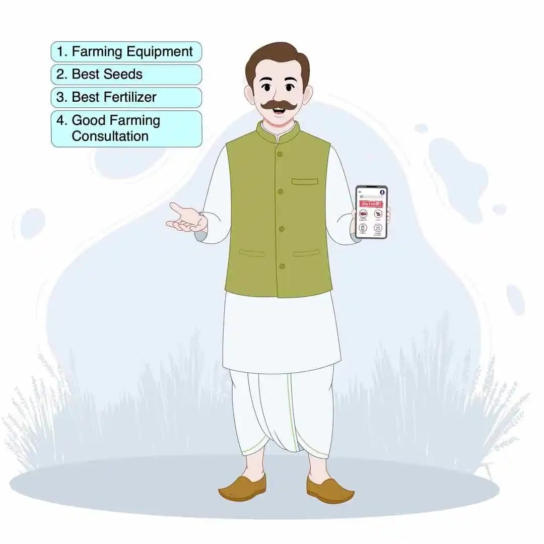 IIndian village man explaining pesticides animated vector cartoon character AKA Sundar Paal