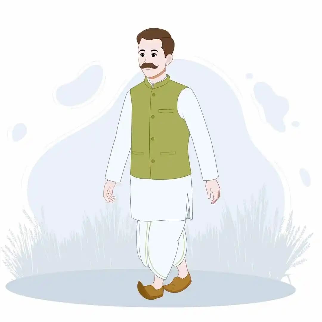 Cartoon character village man walking animated vector AKA Sundar Paal
