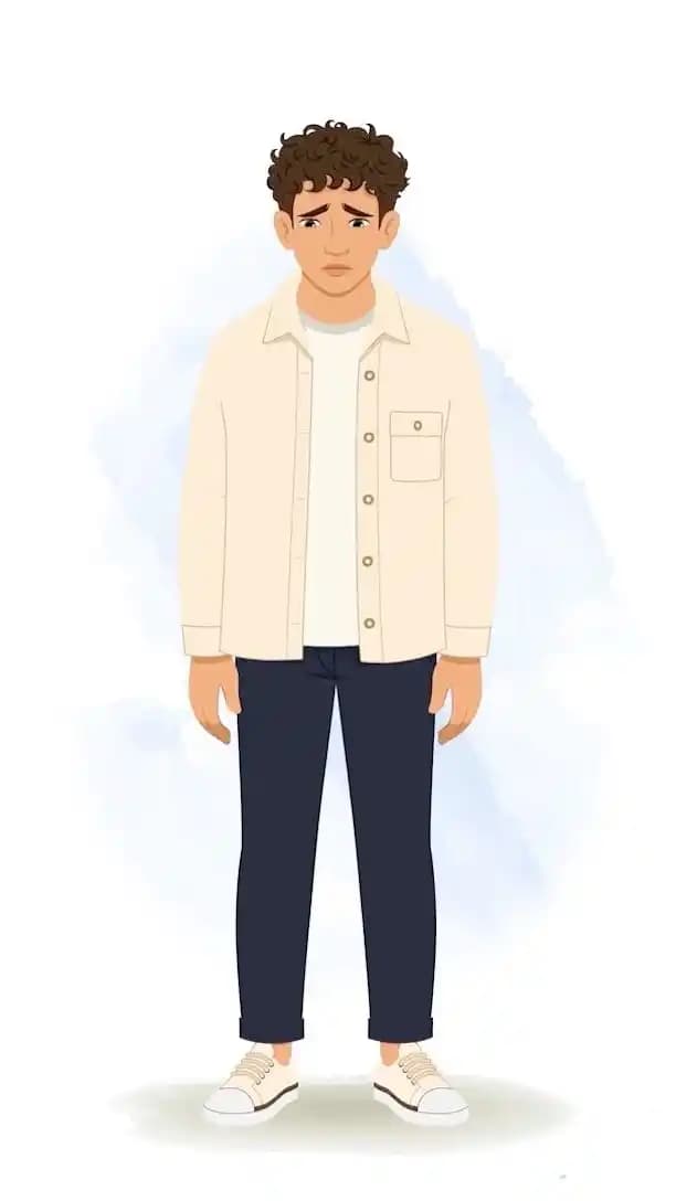 Vector character cartoon man sad animated pose AKA Akshat