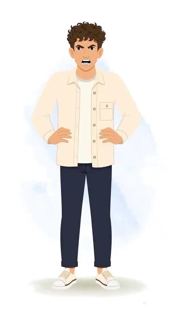 Angry man animated vector cartoon character AKA Akshat