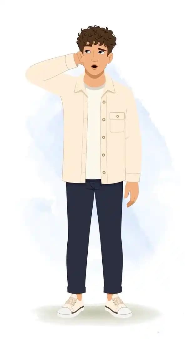 2d man cartoon vector confused animated character AKA Akshat