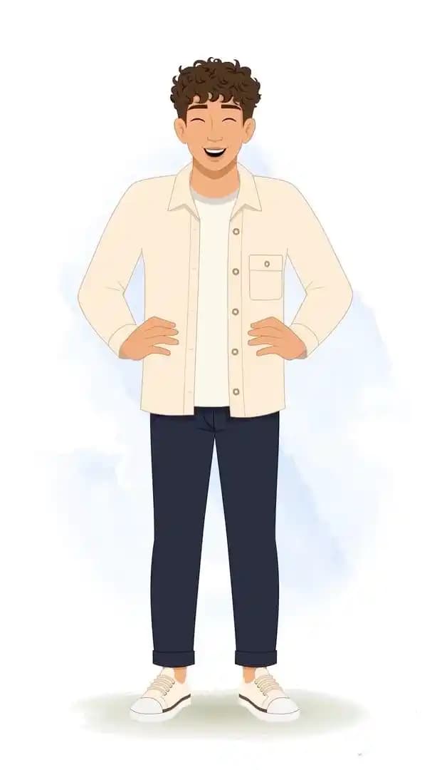 Happy man vector laughing animated pose cartoon character AKA Akshat