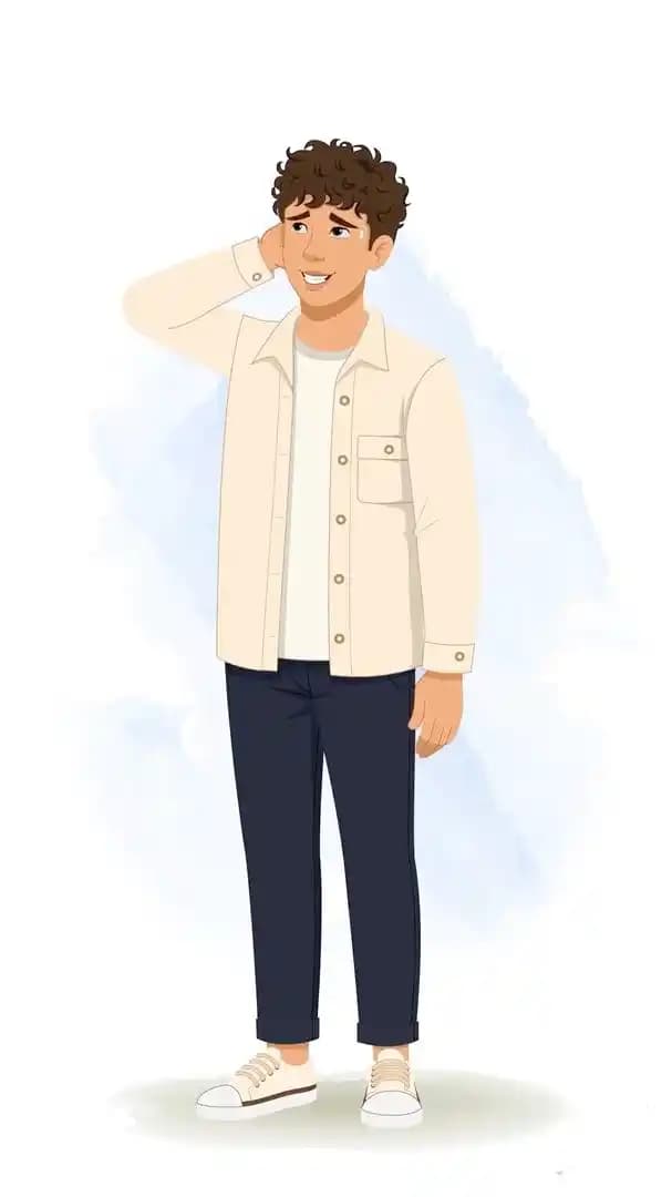 Vector character nervous man animated cartoon AKA Akshat