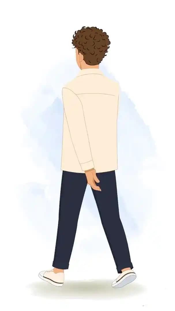 Stylish man walking in back third view animated cartoon vector AKA Akshat