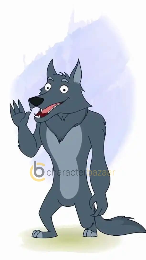 Cartoon character anthro wolf saying hi animated vector pose AKA Hunter