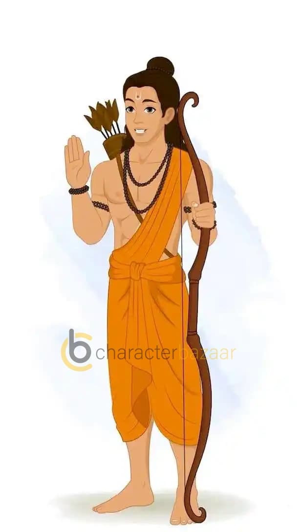 Indian God Lord Laxman giving blessing animated vector cartoon character AKA Lord Laxman