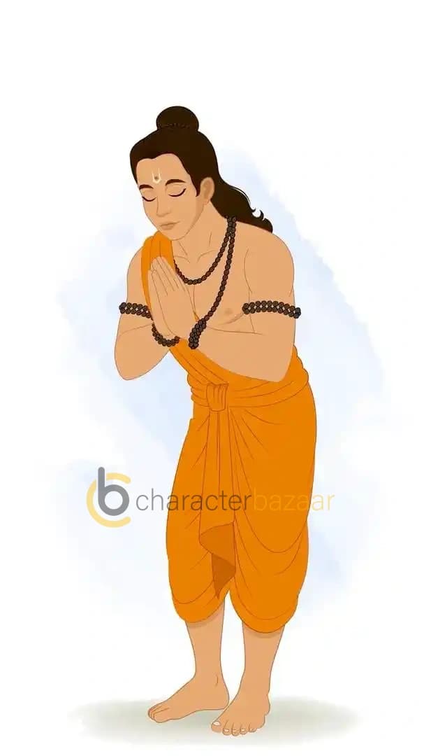 Lord Laxman doing pranam animated vector cartoon character AKA Lord Laxman