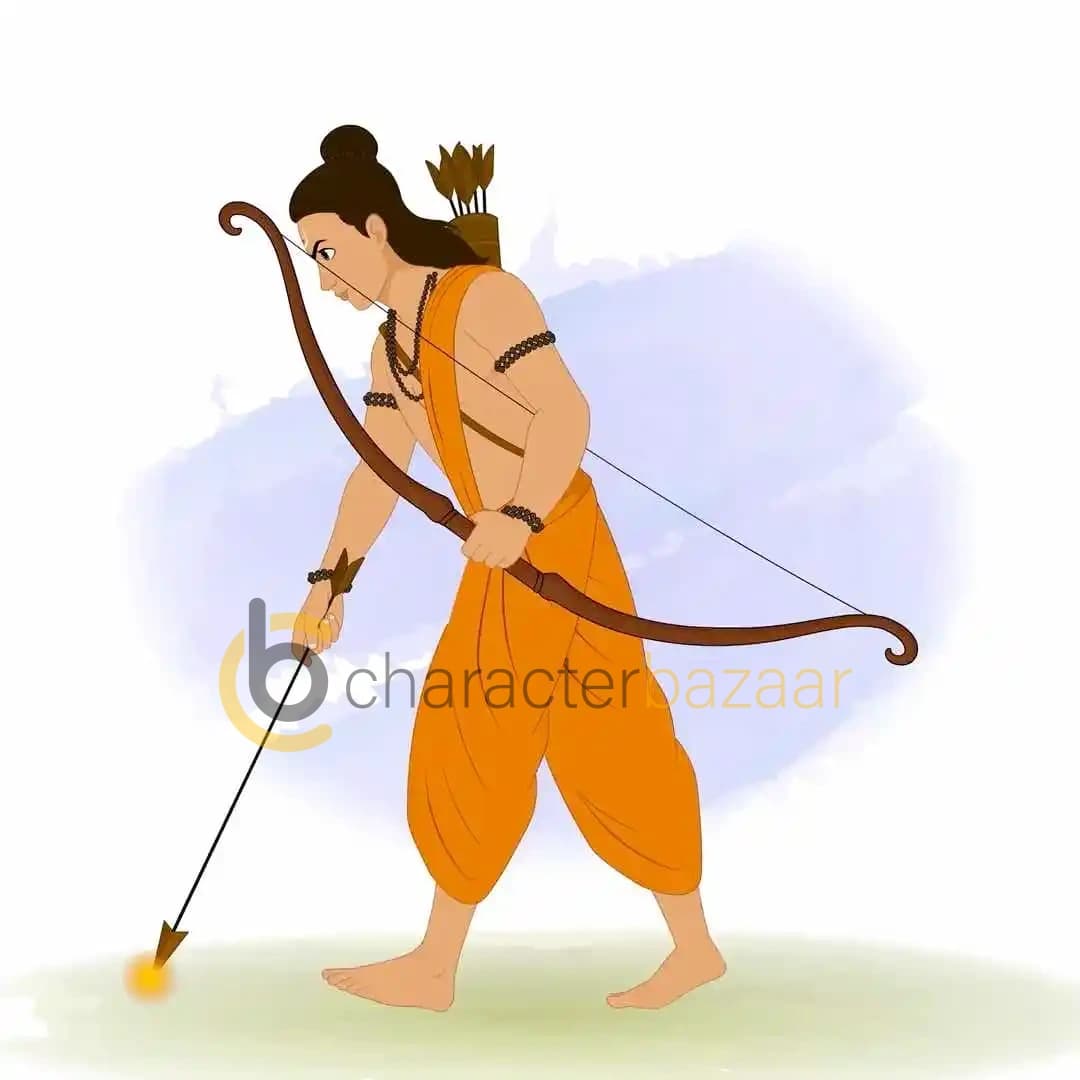 Lord Lakshman making lakshman rekha animated vector cartoon character AKA Lord Laxman