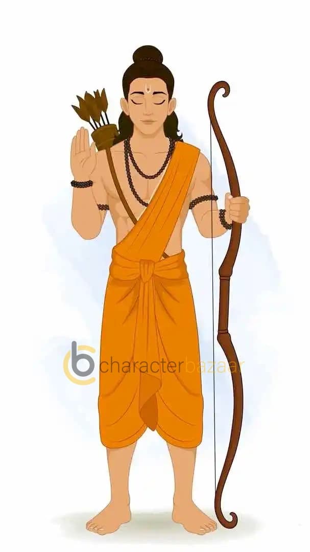 Indian God Lord Laxman giving aashirvaad animated vector cartoon character AKA Lord Laxman