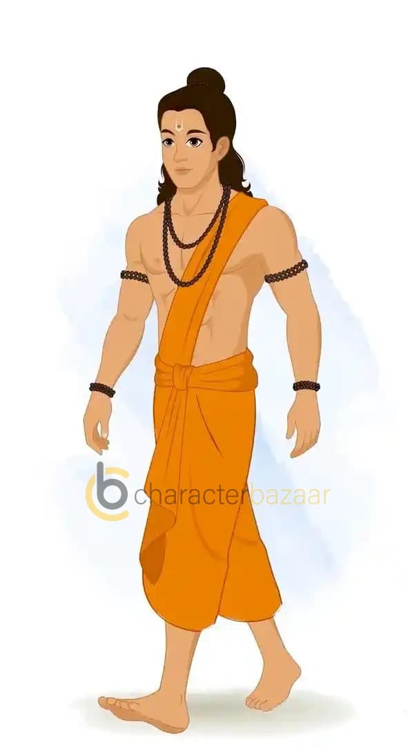 2d illustrated lord laxman walking pose animated vector cartoon character AKA Lord Laxman