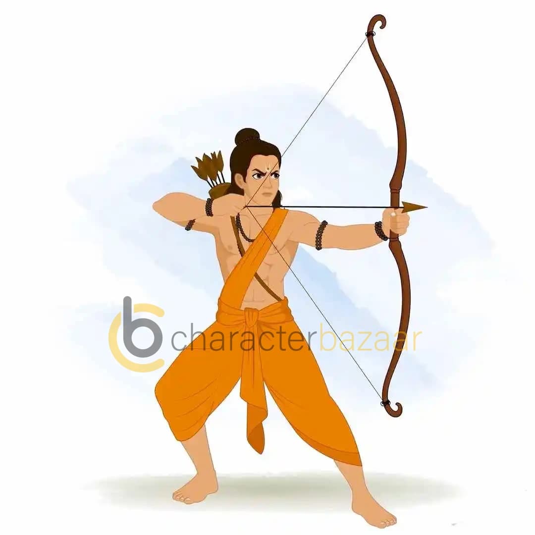 Lord Laxman doing archery animated vector cartoon character AKA Lord Laxman