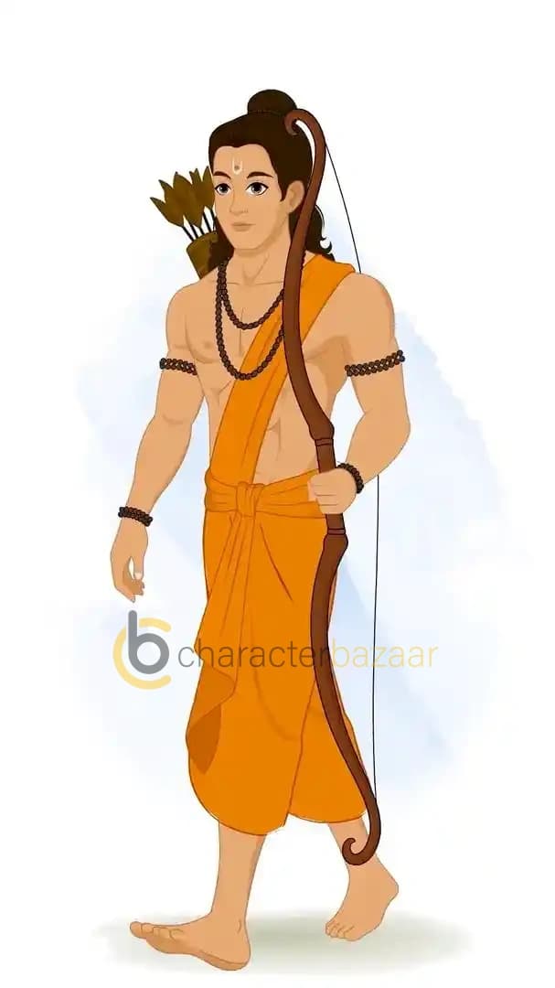 Lord Laxman one third walking with bow & quiver animated vector cartoon character AKA Lord Laxma