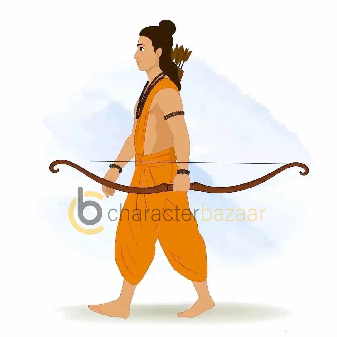 Lord Laxman side walking animated vector cartoon character AKA Lord Laxman