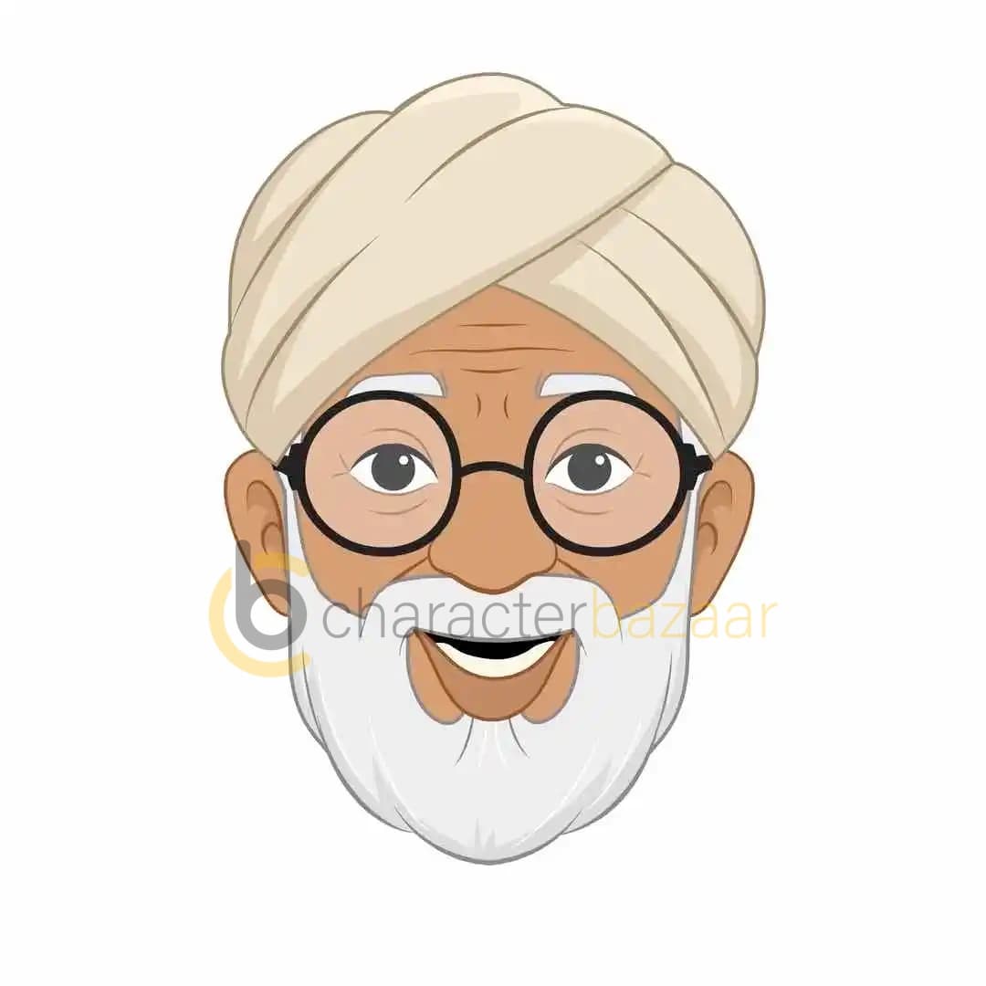 Village character old male vector animated cartoon face expression AKA Makhan Lal
